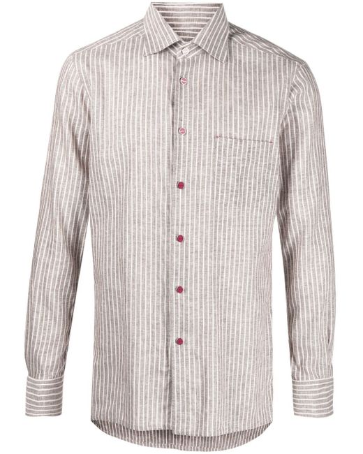 Kiton long-sleeve striped shirt