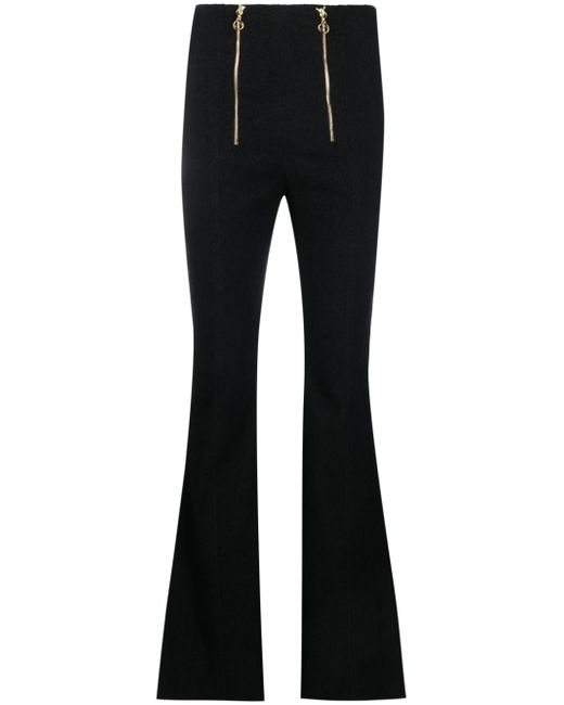 Patou zip-detail tweed flared trousers