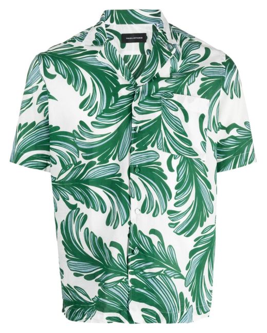 Tagliatore short-sleeve leaf-print shirt