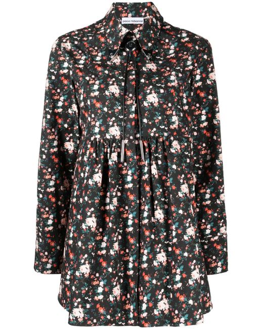 Paco Rabanne embellished floral-print shirt dress