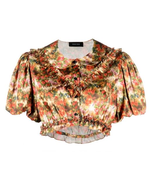 Simone Rocha floral-print cropped blouse