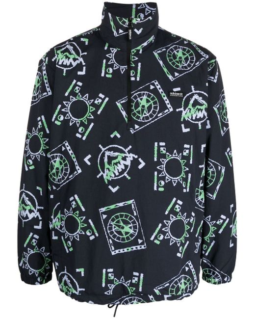 Adidas graphic-print pull-over jacket