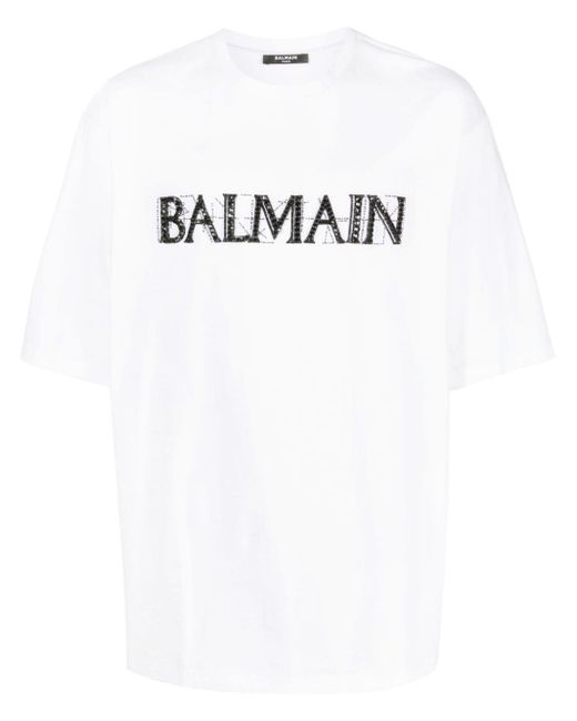 Balmain crystal-logo cotton T-shirt