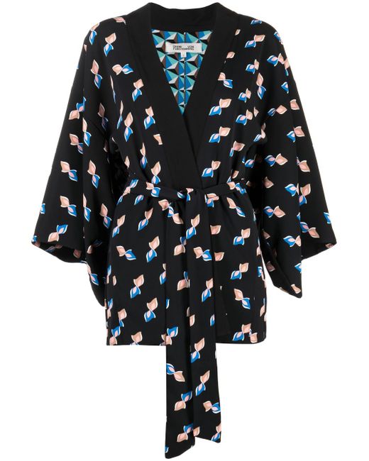 Diane von Furstenberg graphic-print belted kimono