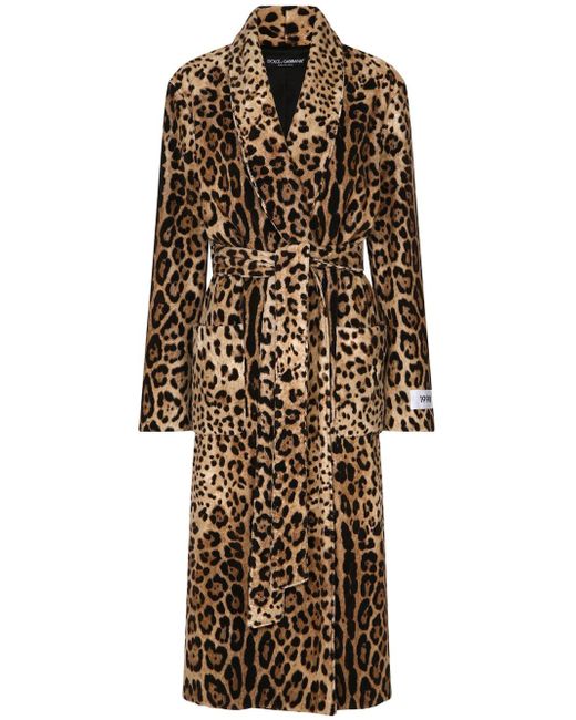 Dolce & Gabbana KIM leopard-print self-tie coat