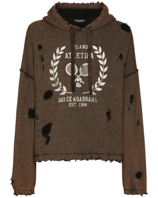 Dolce & Gabbana graphic-print ripped hoodie