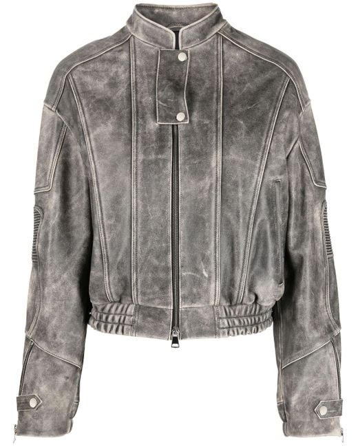 Manokhi distressed-effect leather jacket