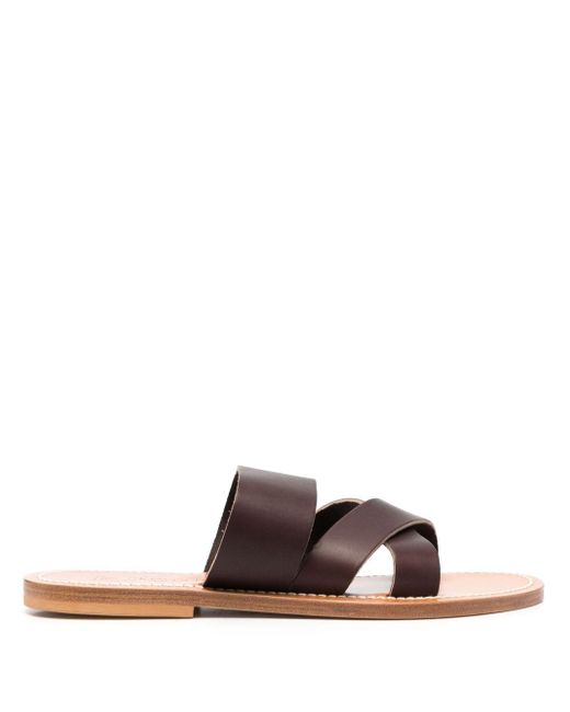 K. Jacques crossover-strap calf-leather slides