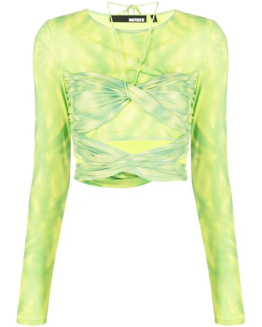 Rotate layered cropped tie-dye top