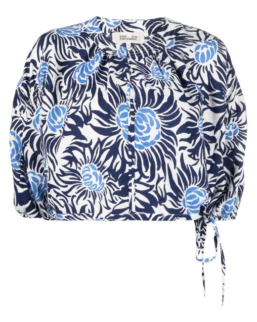 Diane von Furstenberg floral-print cropped top