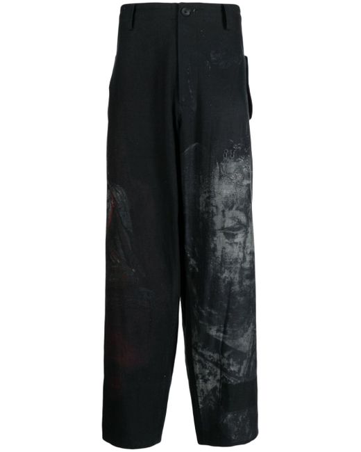 Yohji Yamamoto graphic-print wide-leg trousers