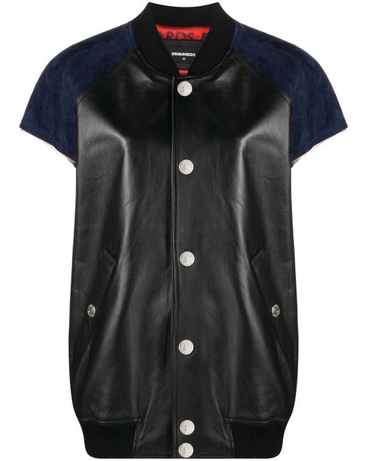 Dsquared2 sleeveless leather bomber jacket