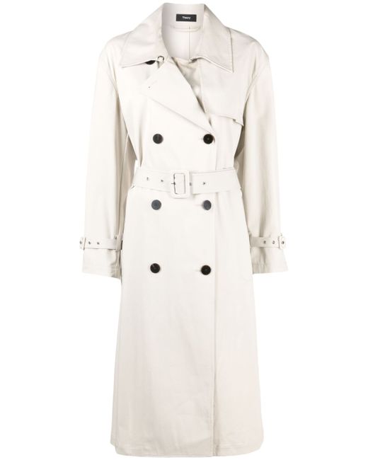 Theory double-breasted belted trench coat