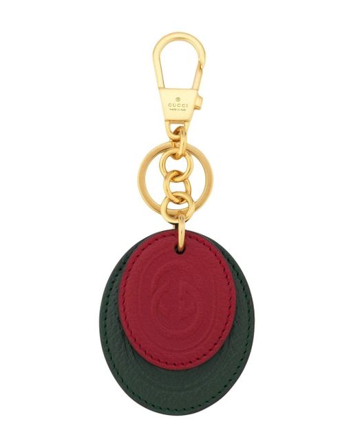 Gucci logo-embossed leather keyring