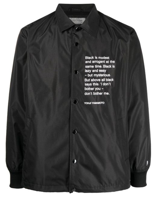 Yohji Yamamoto blackletter-print long-sleeve shirt jacket