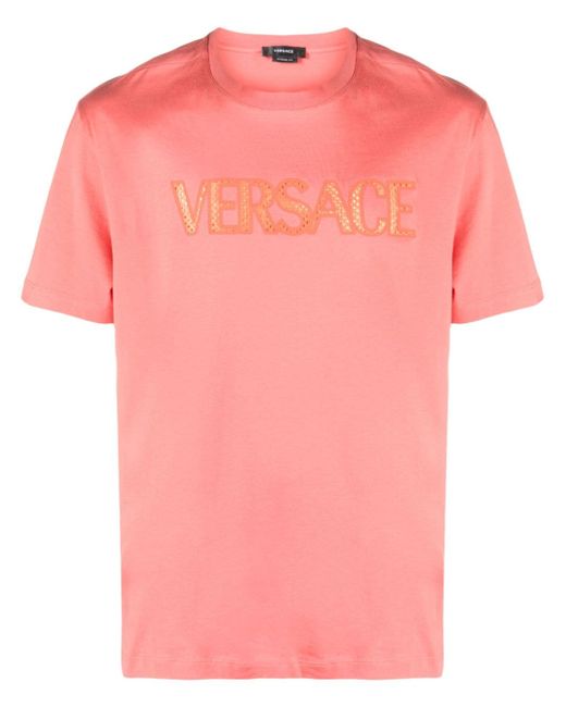 Versace mesh logo appliqué T-shirt