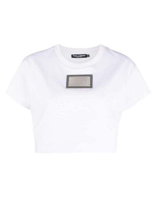 Dolce & Gabbana x KIM logo plaque cropped T-shirt