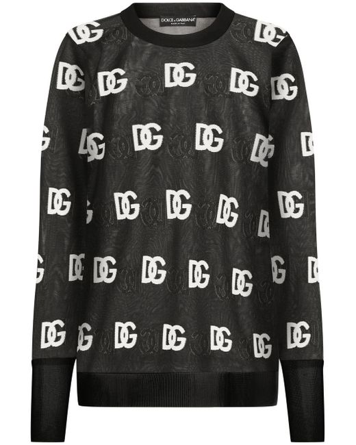 Dolce & Gabbana logo-print sheer long-sleeved T-shirt
