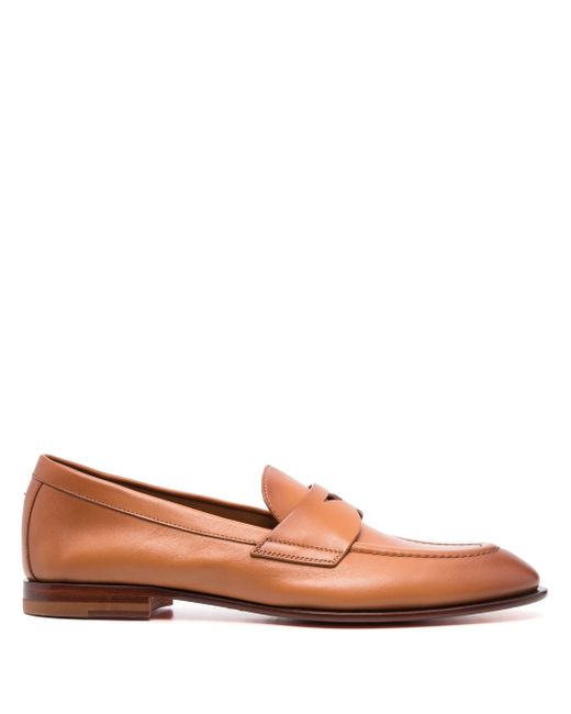 Santoni flat-sole leather loafers