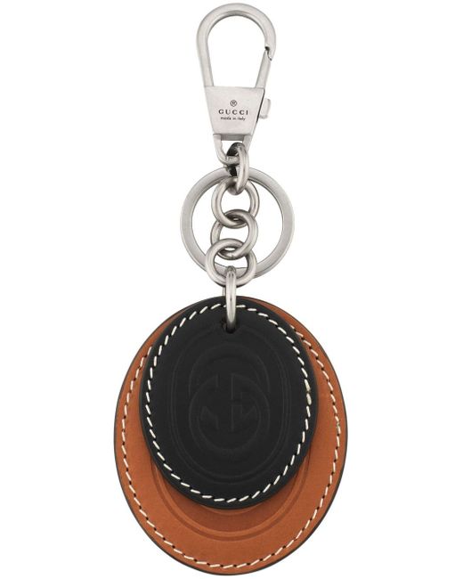 Gucci logo-embossed leather keyring