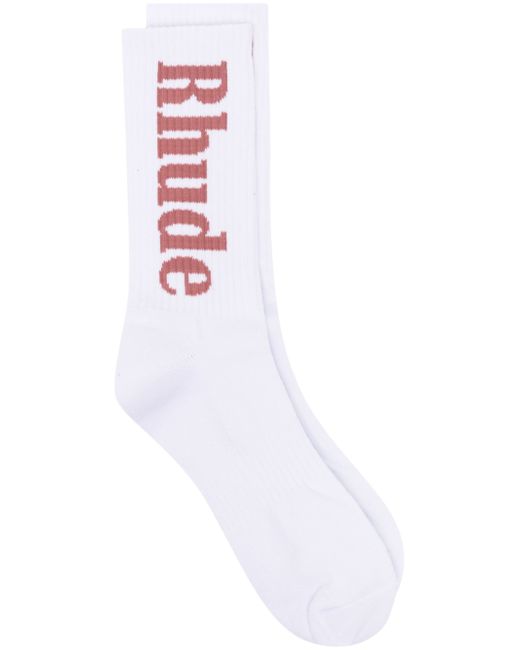 Rhude intarsia-logo ribbed-cuff socks