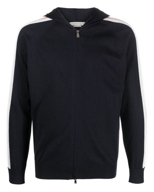 Corneliani striped-sleeve zip-up hoodie