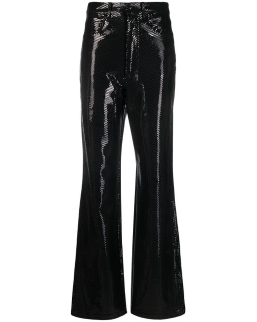 Rotate foil jersey straight-leg trousers