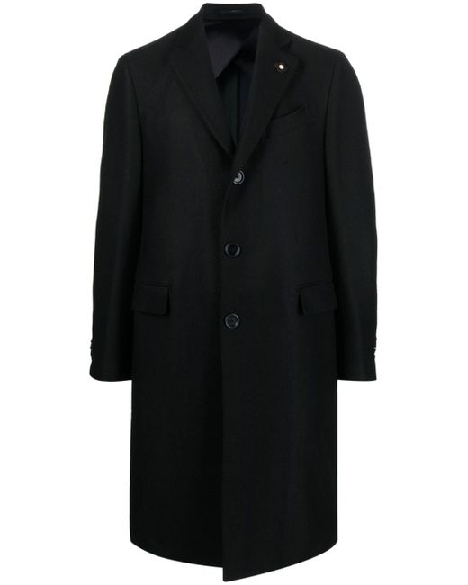Lardini single-breasted boxy wool coat