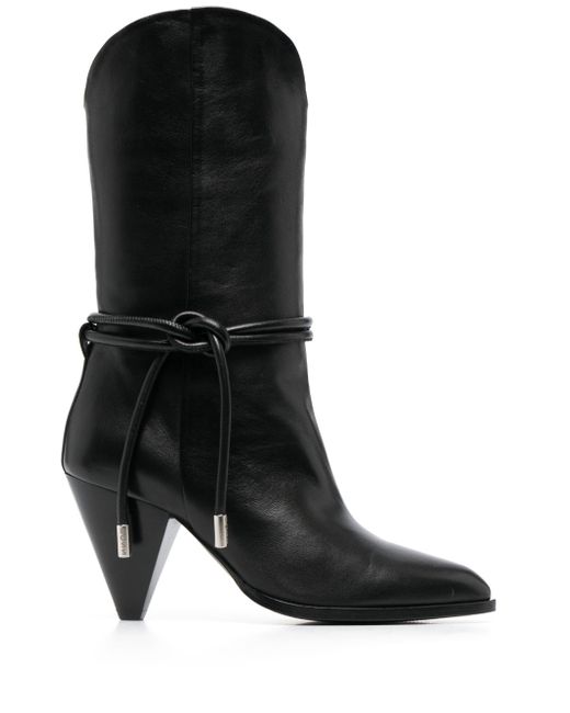Boss pointed-toe leather boots
