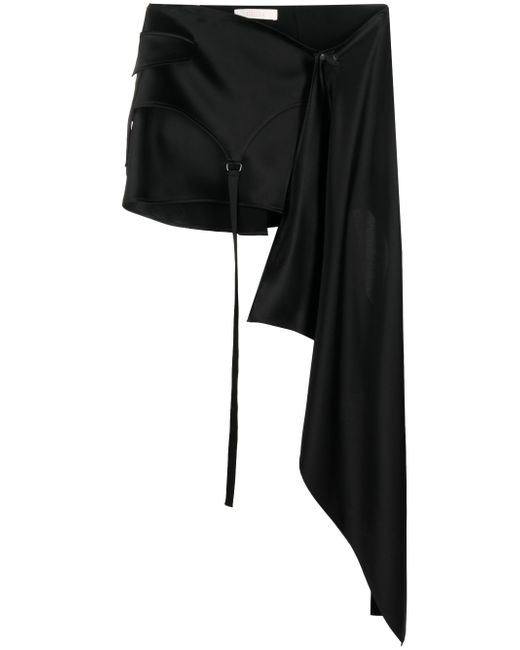Ssheena Asymmetric draped-detail skirt