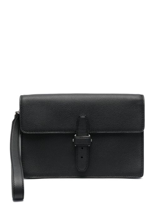 Brioni grained leather clutch bag