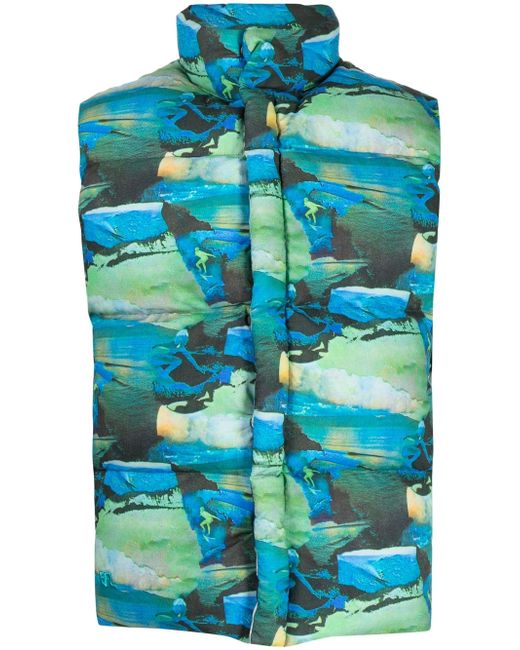 Erl printed quilted puffer gilet
