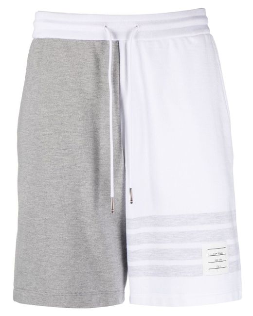 Thom Browne panelled cotton track shorts