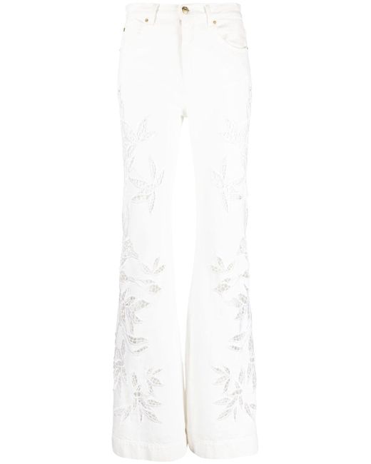 Roberto Cavalli floral-embellished flared trousers