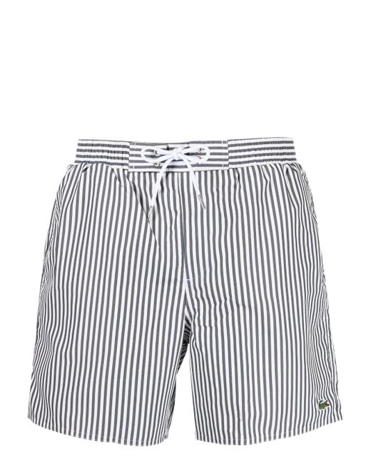 Lacoste stripe-print swim shorts