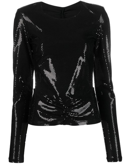 Rotate sequin-embellished open-back top