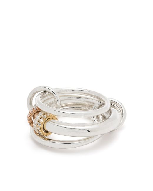 Spinelli Kilcollin 18kt rose gold Gemini SG diamond pavé liked rings
