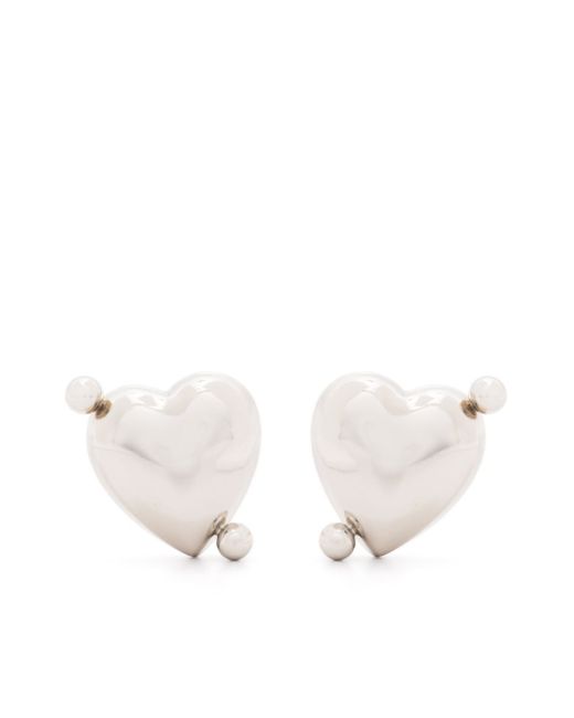 Justine Clenquet heart-shaped palladium-plated earrings