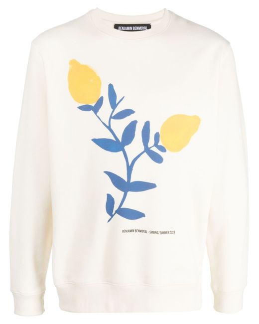 benjamin benmoyal lemon-print organic-cotton sweatshirt