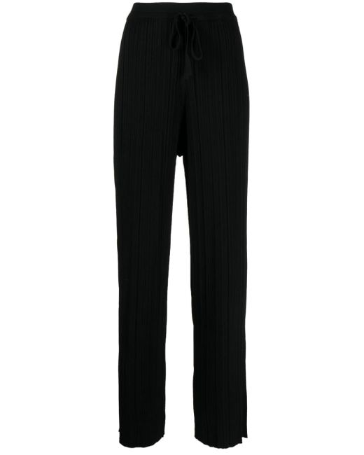 b+ab crepe-texture high-waisted trousers