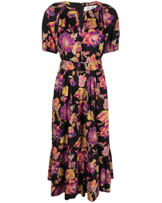 Diane von Furstenberg floral-print belted-waist dress