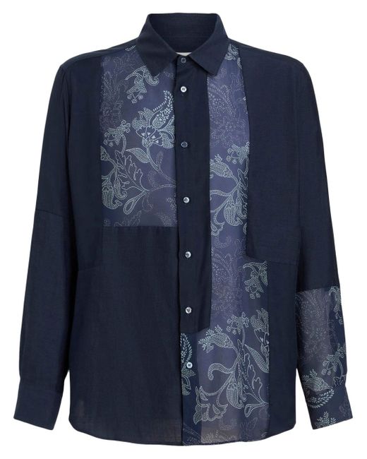Etro floral-print panel detail shirt