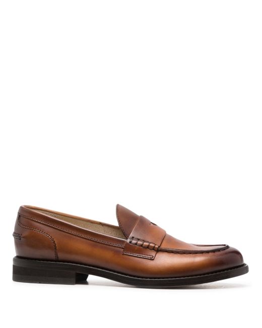 Doucal's Penny whipstitch leather loafers