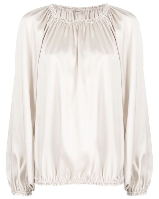 Blanca Vita satin-finish ruched blouse