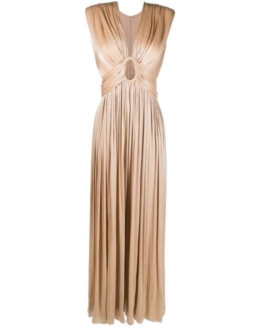 Costarellos plunging pleated gown