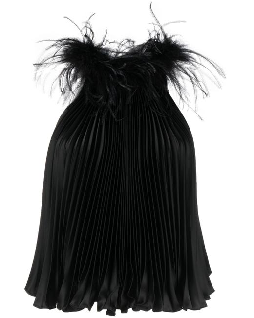 Styland feathered-collar pleated top