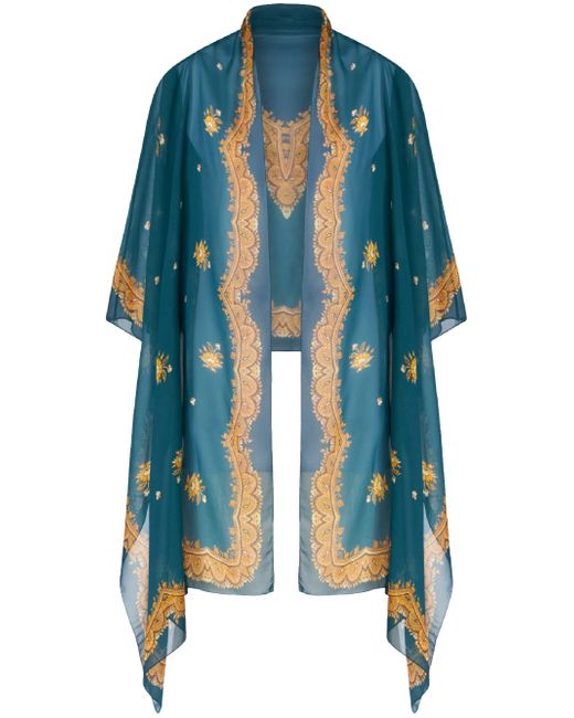 Etro baroque-print silk cape
