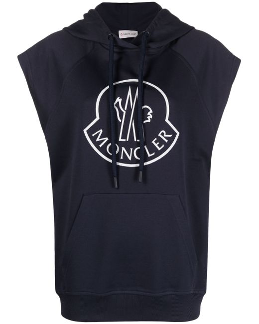 Moncler logo-print sleeveless cotton hoodie