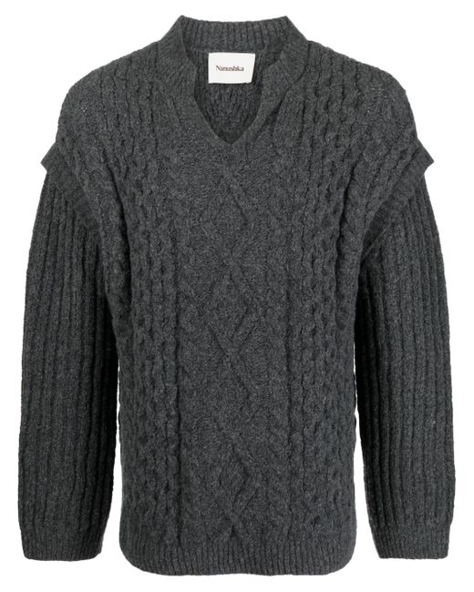 Nanushka layered-detail cable-knit jumper