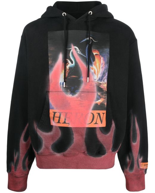 Heron Preston flame-print cotton hoodie